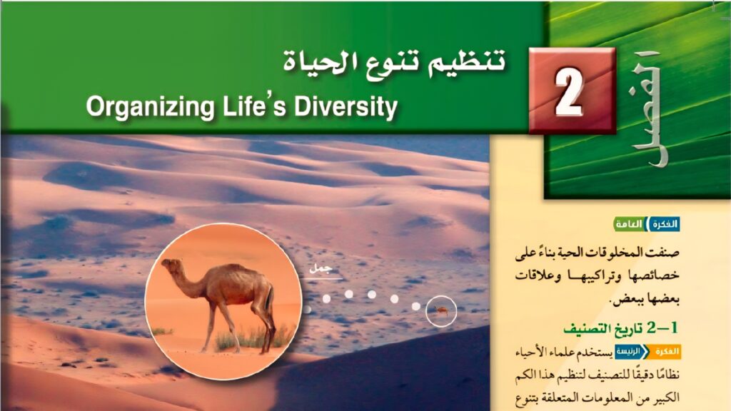 حل الفصل 2 تنظيم تنوع الحياة